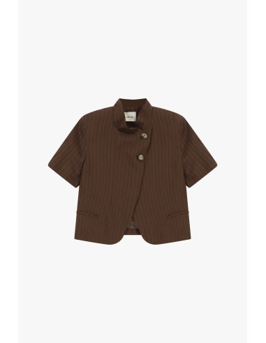 Korte gestreepte blazer met korte mouwen en asymmetrische knopen Dixie