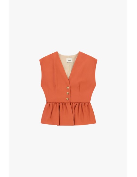 Gilet court avec boutons et volant froncé Dixie