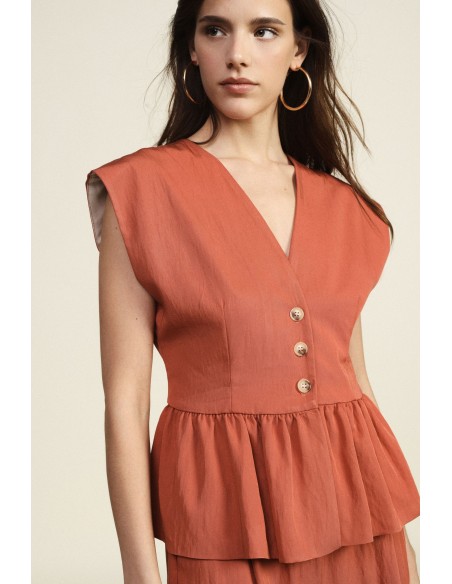 Kort gilet met knopen en gerimpelde volant Dixie