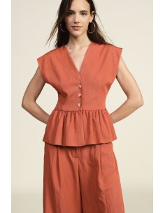 Gilet court avec boutons et volant froncé Dixie