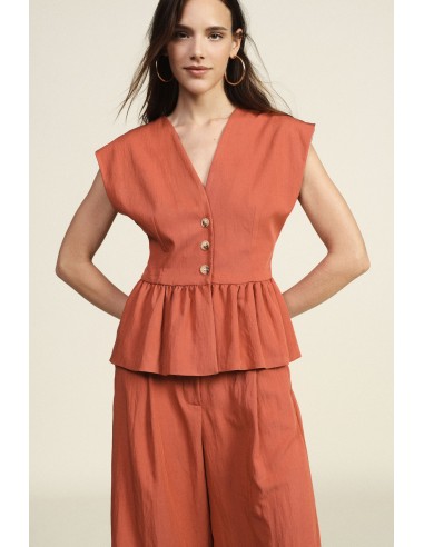 Kort gilet met knopen en gerimpelde volant Dixie