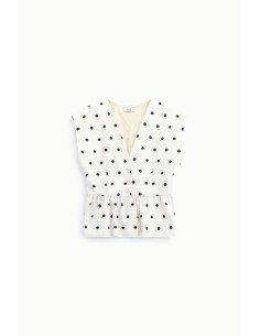 Gilet à basque à pois, encolure en V style Dixie 2
