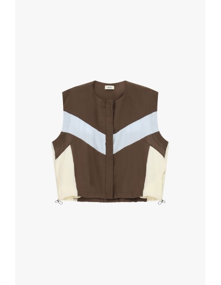 Kort vest met colorblockmotief en trekkoord van Dixie