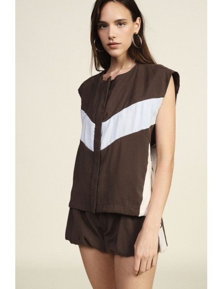 Gilet court à motif color block avec cordon de serrage Dixie