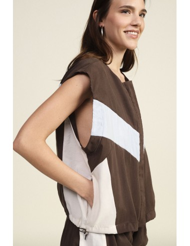 Gilet court à motif color block avec cordon de serrage Dixie