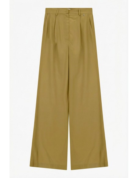 Dixie broek met hoge taille, wijde pijpen en plooien