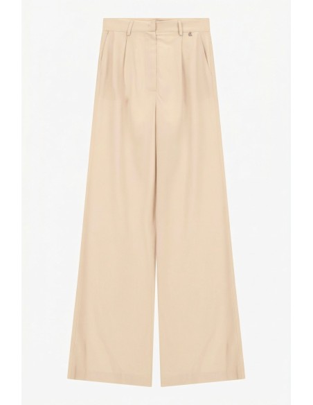 Dixie broek met hoge taille, wijde pijpen en plooien