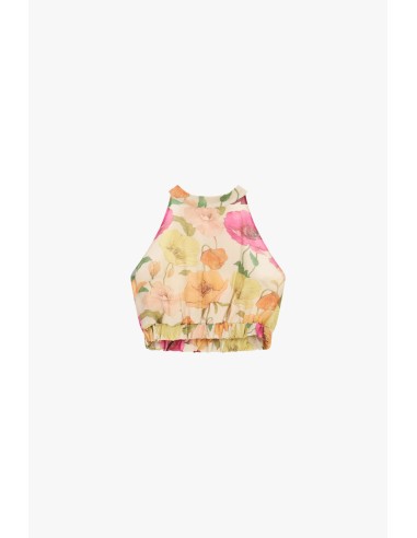 Top court avec imprimé floral et bordure Dixie