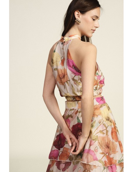 Top court avec imprimé floral et bordure Dixie