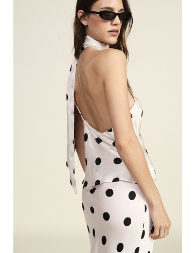 Dixie - Top asymétrique à pois avec écharpe