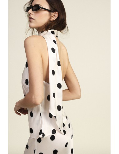 Dixie - Top asymétrique à pois avec écharpe