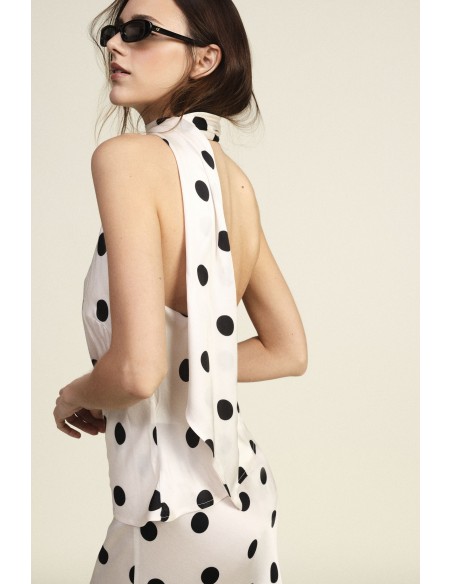 Dixie - Top asymétrique à pois avec écharpe