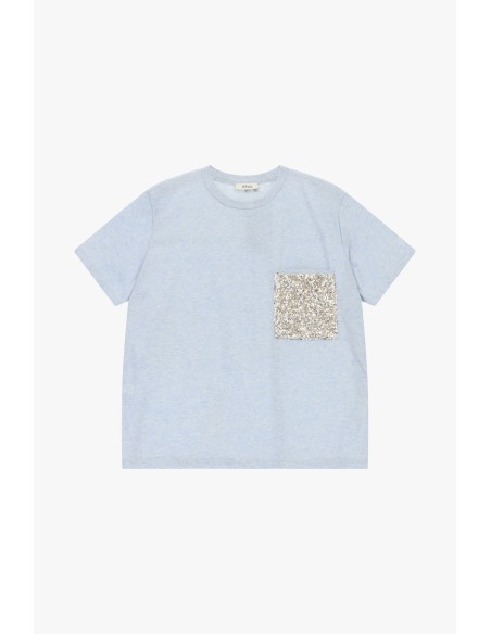 Dixie T-shirt met korte mouwen en paillettenborstzakje
