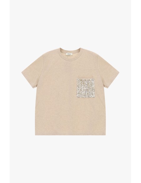 Dixie T-shirt met korte mouwen en paillettenborstzakje