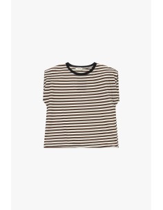 Dixie T-shirt met strepen en contrasterende ronde hals 2