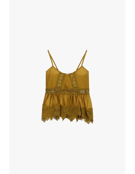 Top met dunne schouderbandjes en kanten details Dixie