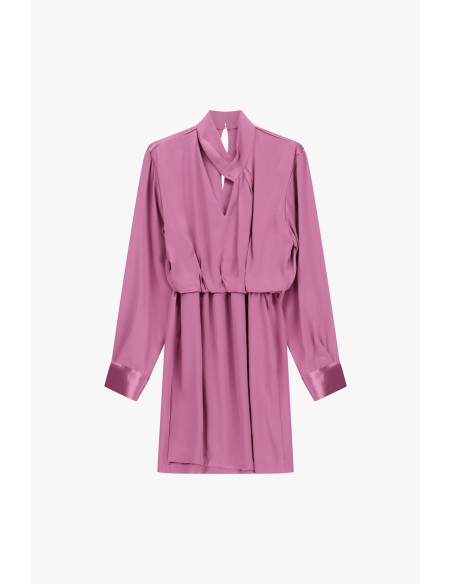 Robe courte à décolleté cache-cœur et manches longues Dixie