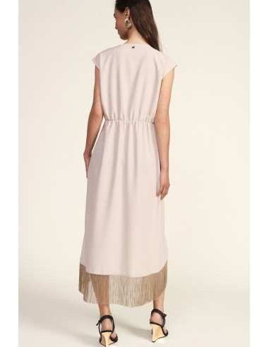Robe midi sans manches à franges asymétriques Dixie