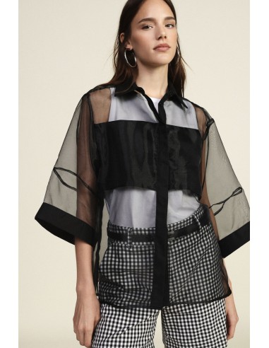 Transparante oversized blouse met driekwartmouwen Dixie