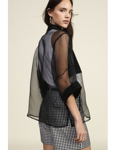 Chemisier oversize transparent à manches trois quarts Dixie