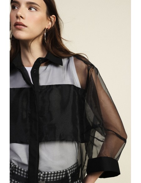 Chemisier oversize transparent à manches trois quarts Dixie