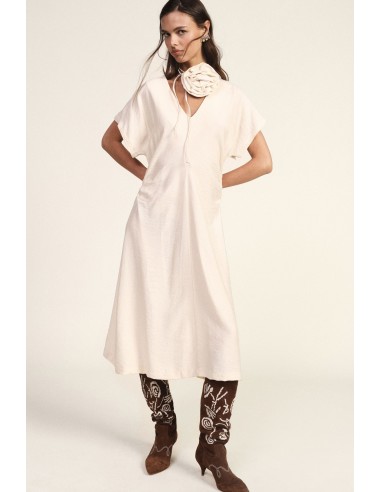 Midi-jurk met zijwaartse drapering en V-hals Dixie