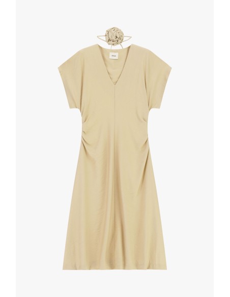 Robe midi avec drapé latéral et décolleté en V Dixie