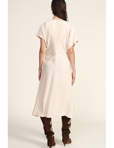 Midi-jurk met zijwaartse drapering en V-hals Dixie