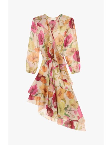 Robe courte portefeuille à imprimé floral et volants Dixie