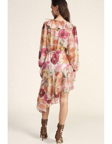 Robe courte portefeuille à imprimé floral et volants Dixie