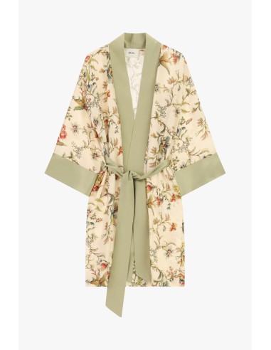 Lichte jas met bloemenpatroon en ceintuur Dixie