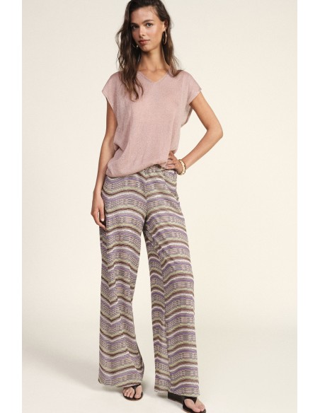 Dixie Palazzo-broek met patroon en wijde pijpen