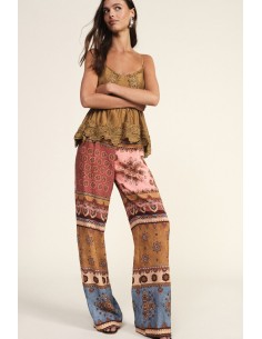 Pantalon palazzo imprimé patchwork à jambes larges Dixie