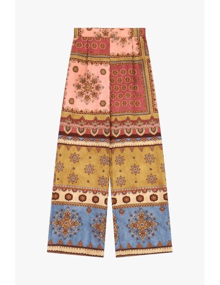 Pantalon palazzo imprimé patchwork à jambes larges Dixie