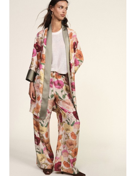 Pantalon palazzo à imprimé floral avec empiècements contrastants Dixie