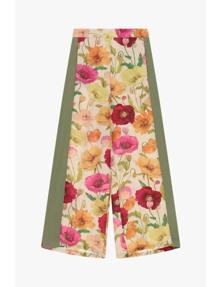 Pantalon palazzo à imprimé floral avec empiècements contrastants Dixie