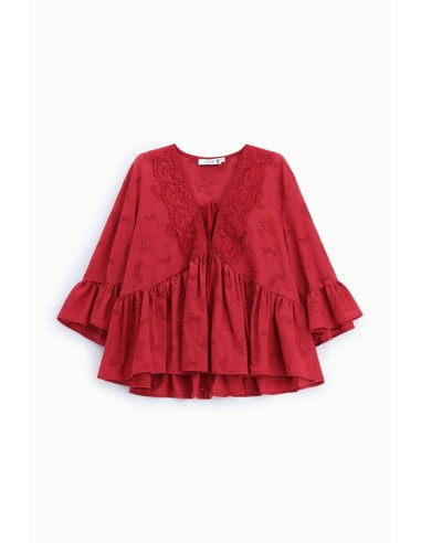 Blouse large avec manches à volants et nœud sur le devant Please
