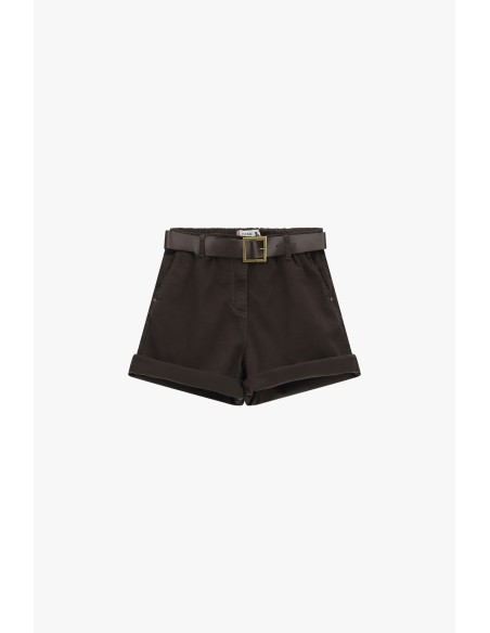Shorts à coupe régulière avec ceinture et revers s'il vous plaît