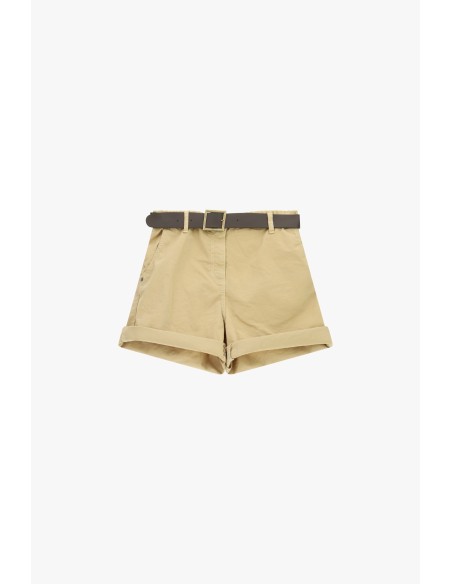 Regular-fit shorts met tailleband en omslag Please