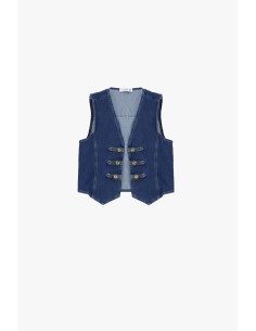 Gilet sans manches en denim avec boutons-pression Please 2