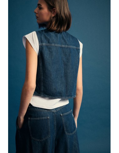 Gilet sans manches en denim avec boutons-pression Please