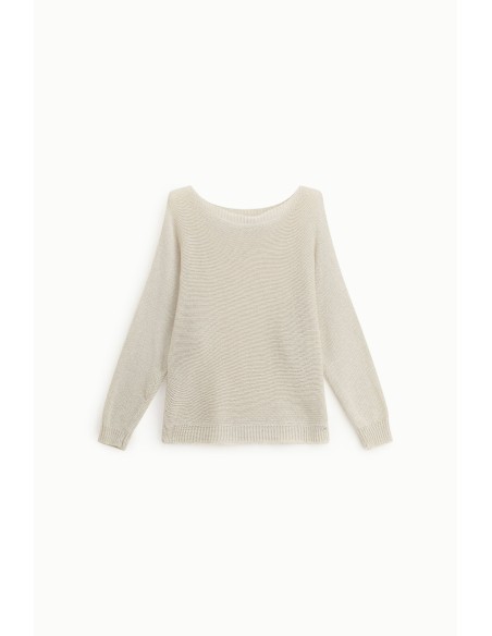 Pull à col rond ajouré, coupe souple, s’il vous plaît