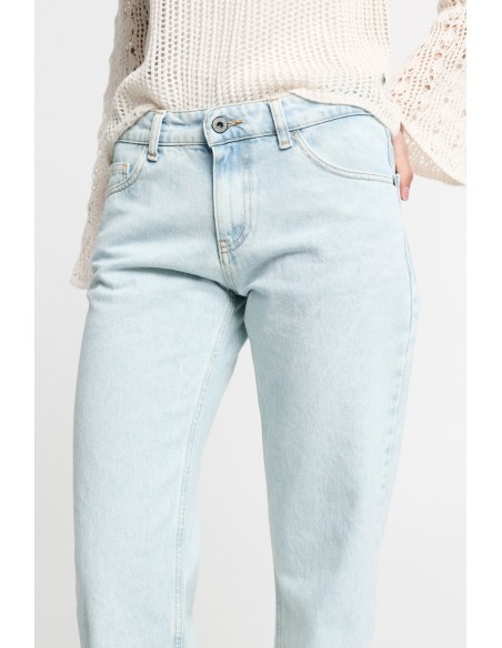 Jeans met vijf zakken, rechte pijpen en hoge taille alstublieft