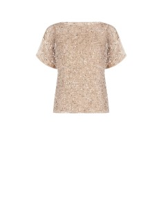 Transparante blouse van grofmazig netmateriaal met pailletten en top eronder Rinascimento 2