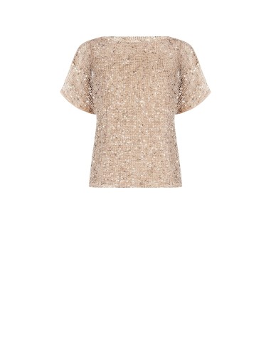 Blouse en maille large transparente avec paillettes et sous-couche Top Rinascimento