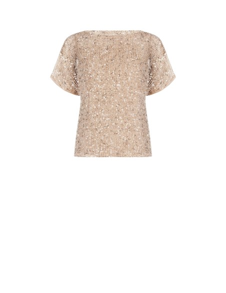 Blouse en maille large transparente avec paillettes et sous-couche Top Rinascimento