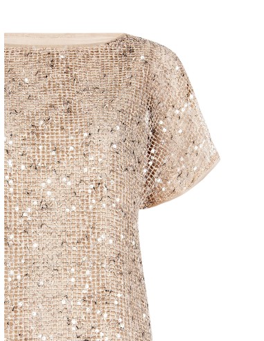 Blouse en maille large transparente avec paillettes et sous-couche Top Rinascimento