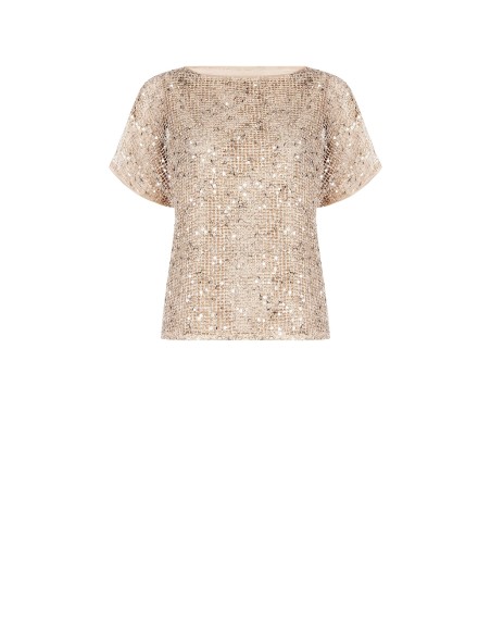 Blouse en maille large transparente avec paillettes et sous-couche Top Rinascimento