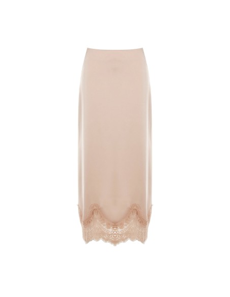 Jupe longue droite en satin avec fond en dentelle Rinascimento