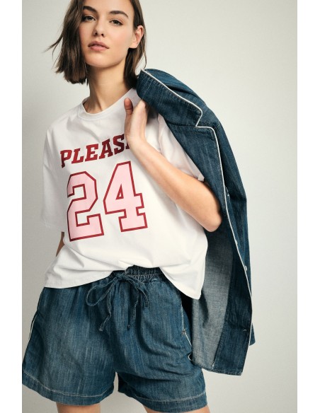T-shirt ample avec imprimé sur le devant et la manche Please